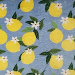 Tissu polaire double face citron jaune et fond bleu (1)