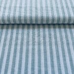 Tissu coton esprit lin à rayure menthe et blanc