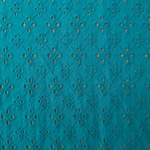 Tissu coton broderie anglaise bleu vert