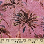 Tissu lin coton palmier fond rougeâtre, saumon (2)