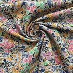 Tissu lin viscose fleuri multi couleur bleu  (1)