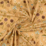 Tissu jersey beige champignon et fleur (1)