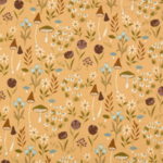 Tissu jersey beige champignon et fleur