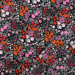 Tissu  popeline coton petites fleurs colorés fond noir (2)