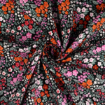 Tissu  popeline coton petites fleurs colorés fond noir (1)