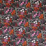 Tissu  popeline coton petites fleurs colorés fond noir