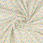 Tissu jersey coton petit pois multi couleur fond blanc (1)