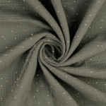 Tissu double gaze vert olive point or  (1)