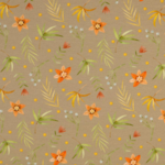 Tissu jersey coton beige fleur orange