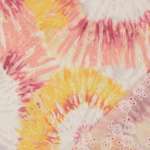Tissu coton broderie anglaise tie and dye rose et beige  (2)