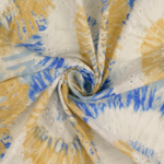 Tissu coton broderie anglaise tie and dye bleu et beige  (1)