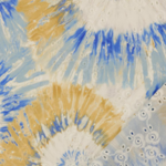 Tissu coton broderie anglaise tie and dye bleu et beige  (2)