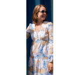 Tissu coton broderie anglaise tie and dye bleu et beige  (3)