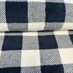 Tissu polaire TEDDY écru et bleu marine à carreaux