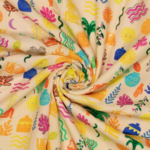 Tissu viscose imprimé soleil vacance