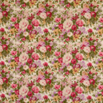 Tissu popeline de coton fleuri fond beige (900)