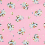 coupon popeline coton patin à roulettes rose et fleuri (900) (1)