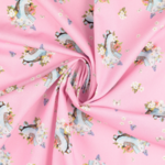 coupon popeline coton patin à roulettes rose et fleuri (900)