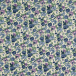 Tissu popeline coton fleuri bleu et mauve (900)