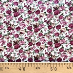 Tissu popeline de coton fleuri romantique rose.j