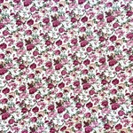 Tissu popeline de coton fleuri romantique rose