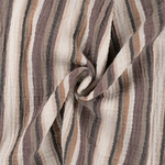 Tissu double gaze rayure marron (900) (1)