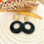 Boucles d'oreilles acier inoxydable et acrylique noire