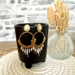 Boucles doreilles acier inoxydable pierre blanche