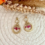 Boucles doreilles acier inoxydable anneau et rose fuchsia (1)