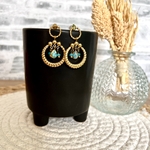 Boucles doreilles acier inoxydable anneau et perle turquoise