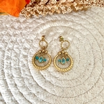 Boucles d'oreilles acier inoxydable anneau et perle turquoise (1)