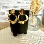 Boucles doreilles acier inoxydable or cercle avec effet de vague