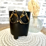 Boucles doreilles acier inoxydable en forme de gouttes et pierre noire