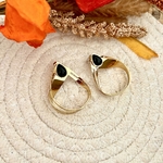 Boucles d'oreilles acier inoxydable en forme de gouttes et pierre noire (1)