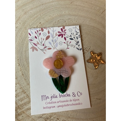 Broche Fleur Vintage René Gouin - Bijou Ancien Doré - Occasion En Bon état - Accessoire élégant