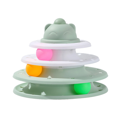 2022-Naughty-Cat-Mosaic-Color-Four-layer-Cat-Head-RoundPlay-Disc-Track-Cat-Toy-Wheel-Nordic