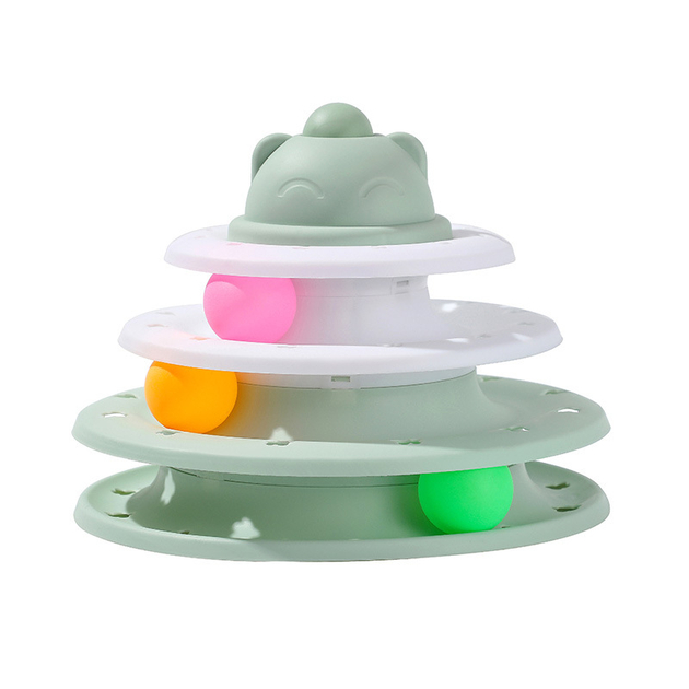 2022-Naughty-Cat-Mosaic-Color-Four-layer-Cat-Head-RoundPlay-Disc-Track-Cat-Toy-Wheel-Nordic
