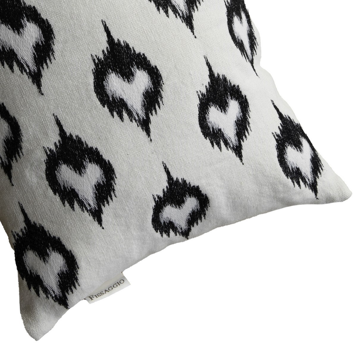 coussin-lin blanc noir