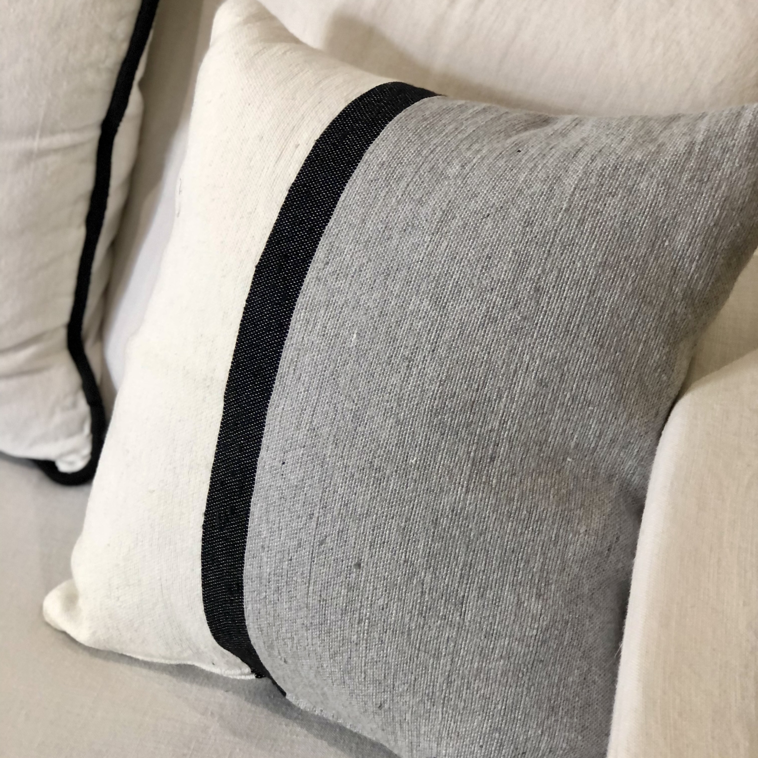 coussin laine coton gris