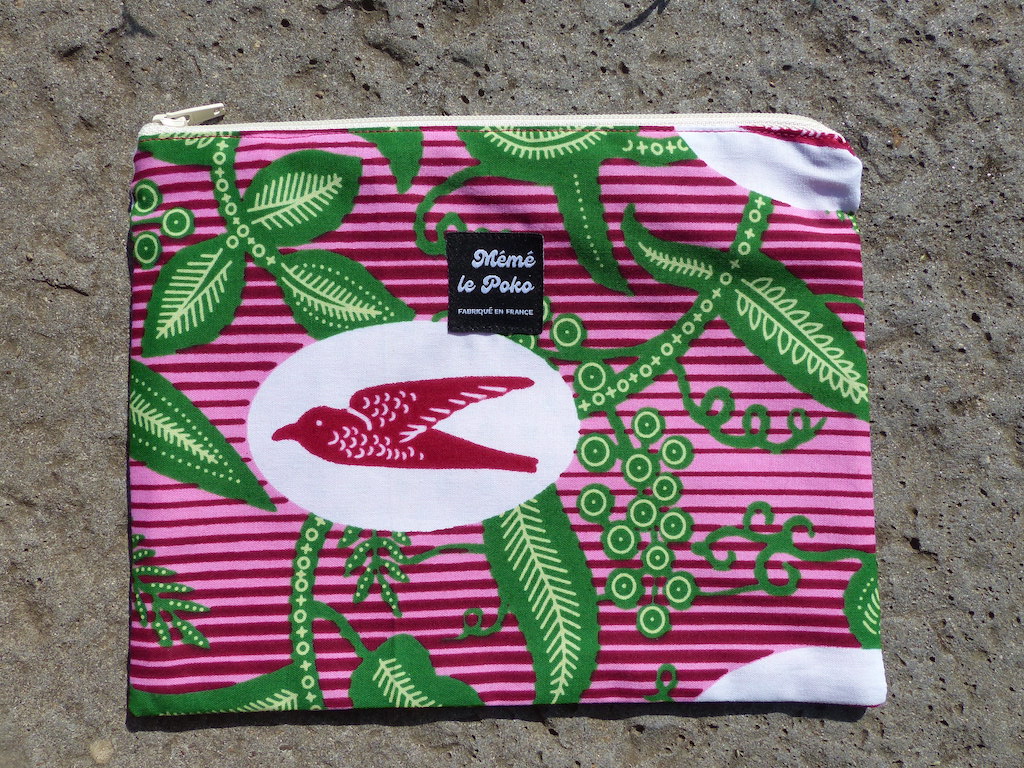 pochette plate 18x22 hirondelles roses