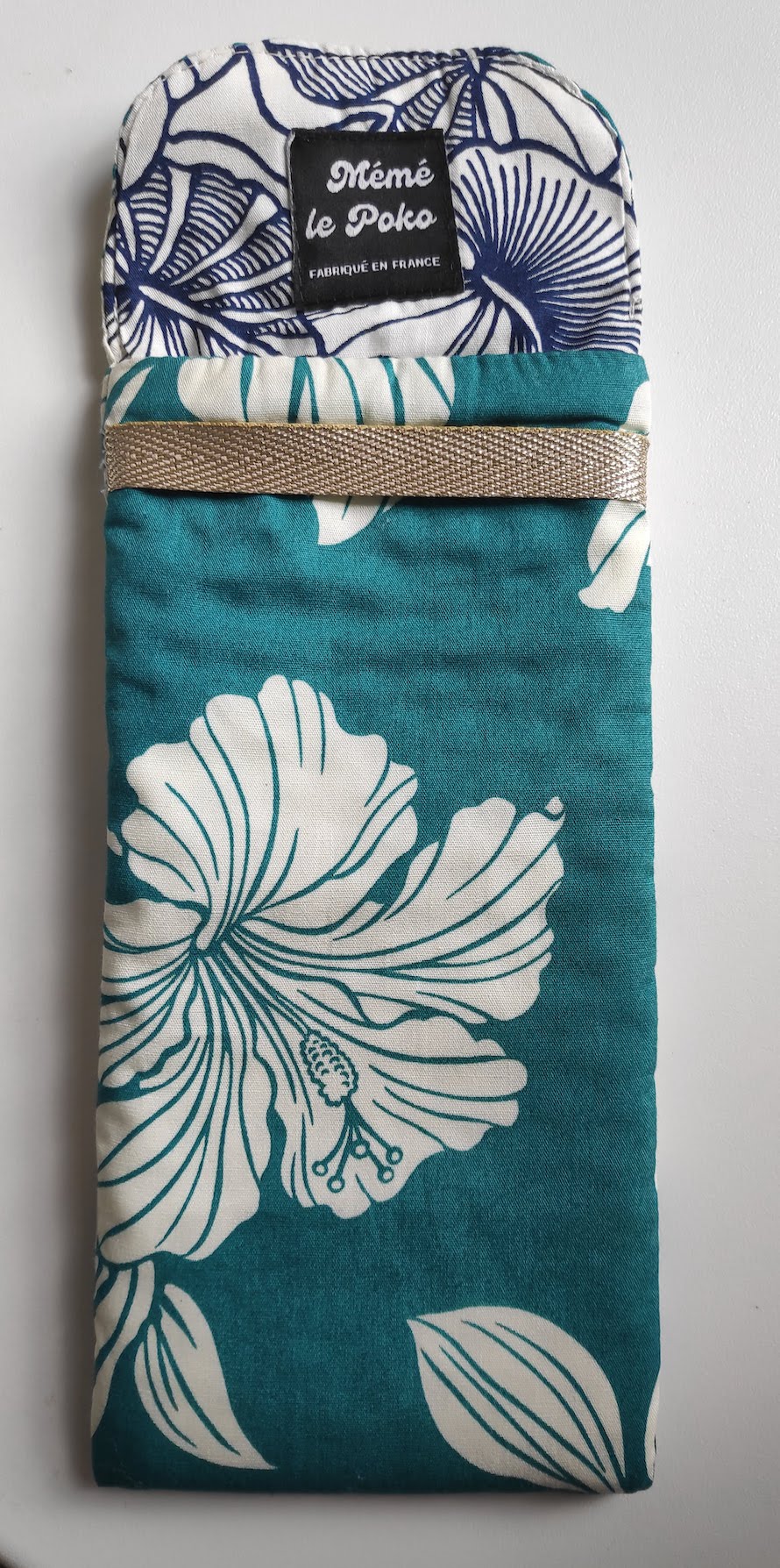 etui Tahiti bleu intérieur vert