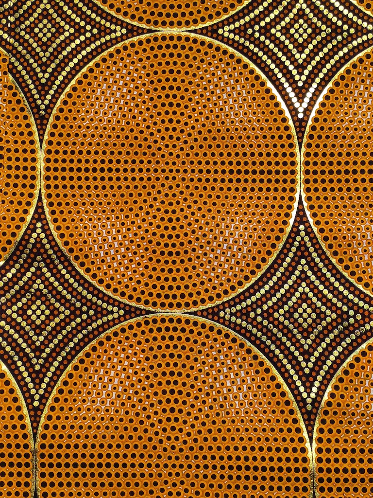 tissu cercles points jaune or