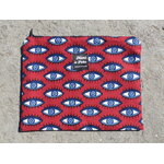pochette plate 18x22 yeux bordeaux et bleu