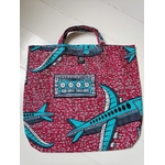 sac julia:avions bleu turquoise sur fond rouge
