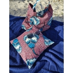 sac julia:rose et fleurs bleues avec coussin 30x30 assorti