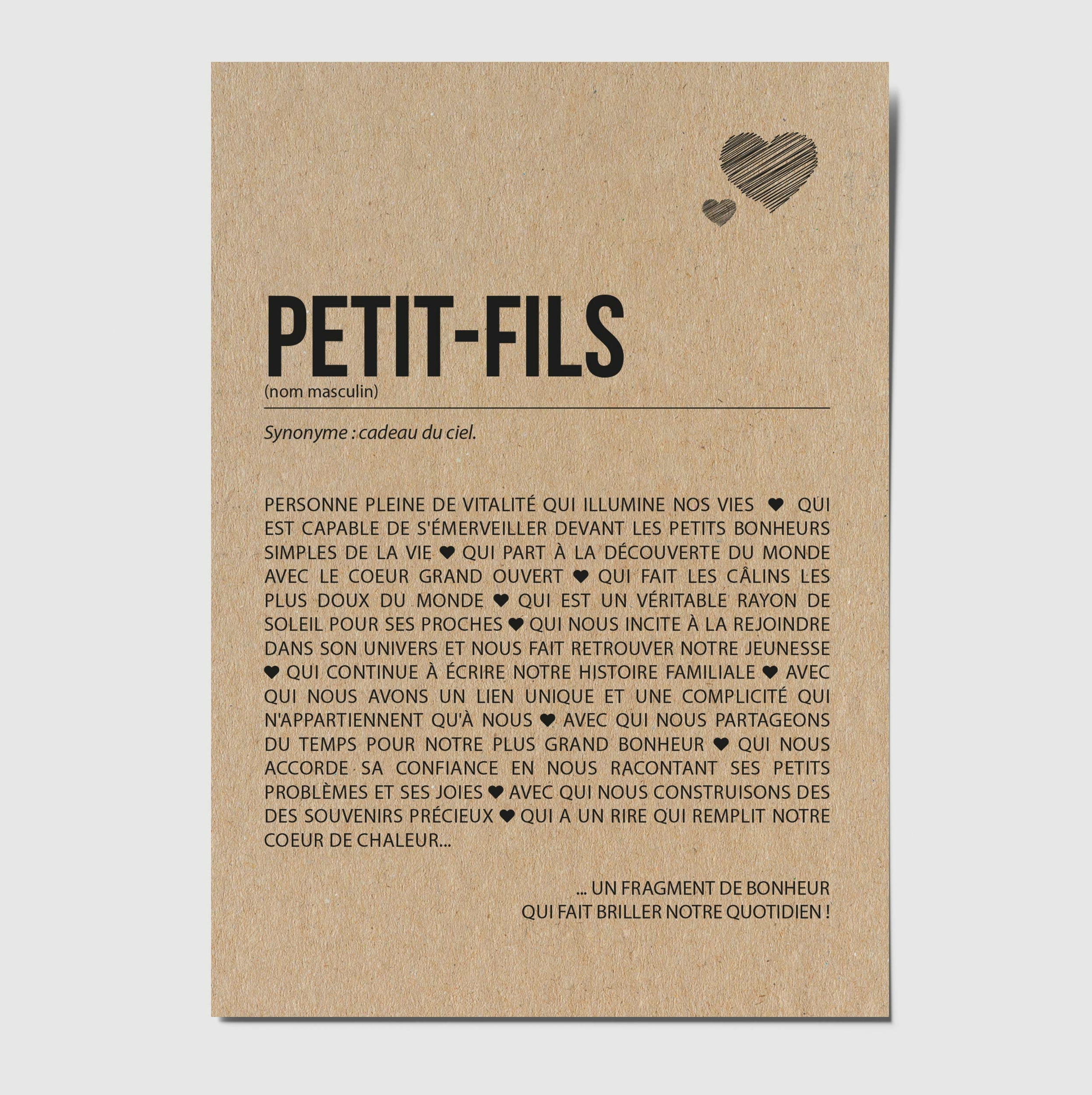 Carte définition petit-fils personnalisable