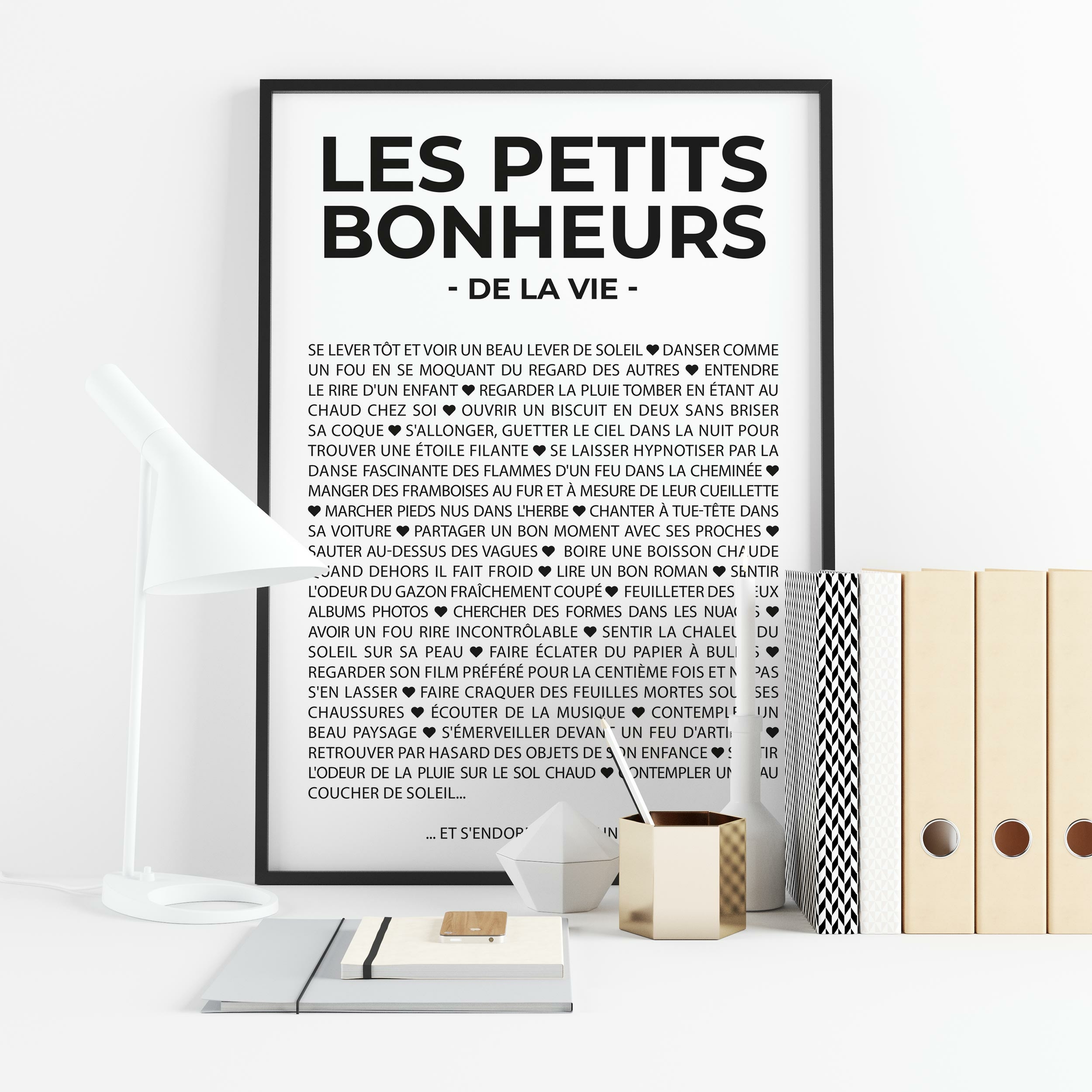 Affiche inspirante Les petits bonheurs de la vie version numérique