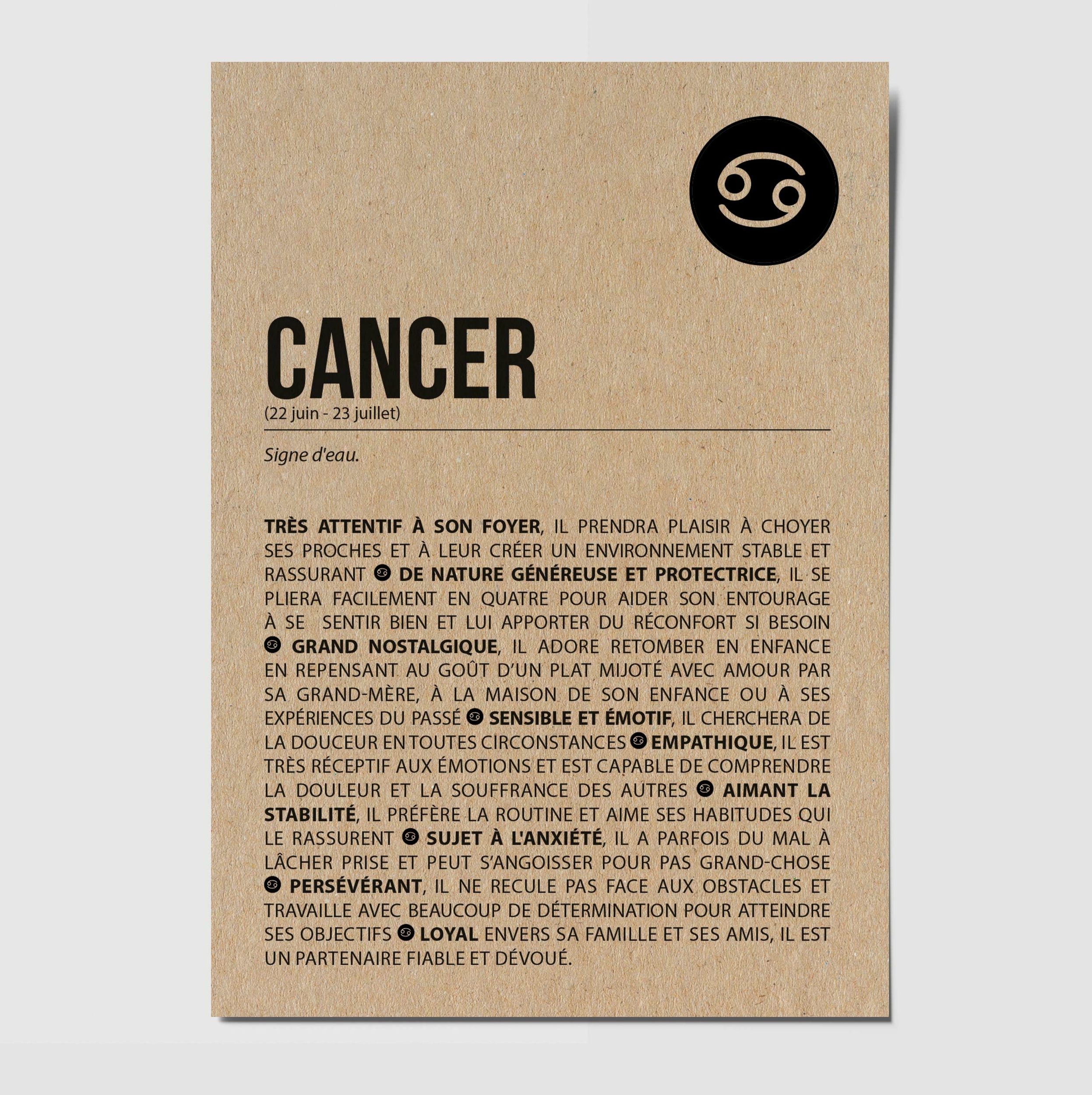 Carte anniversaire - signe du zodiaque Cancer