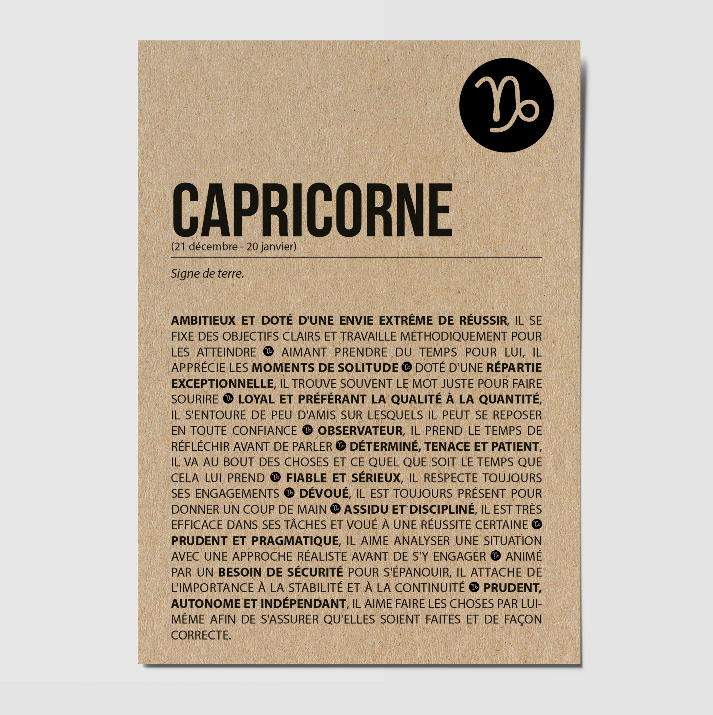 Carte anniversaire - signe du zodiaque Capricorne