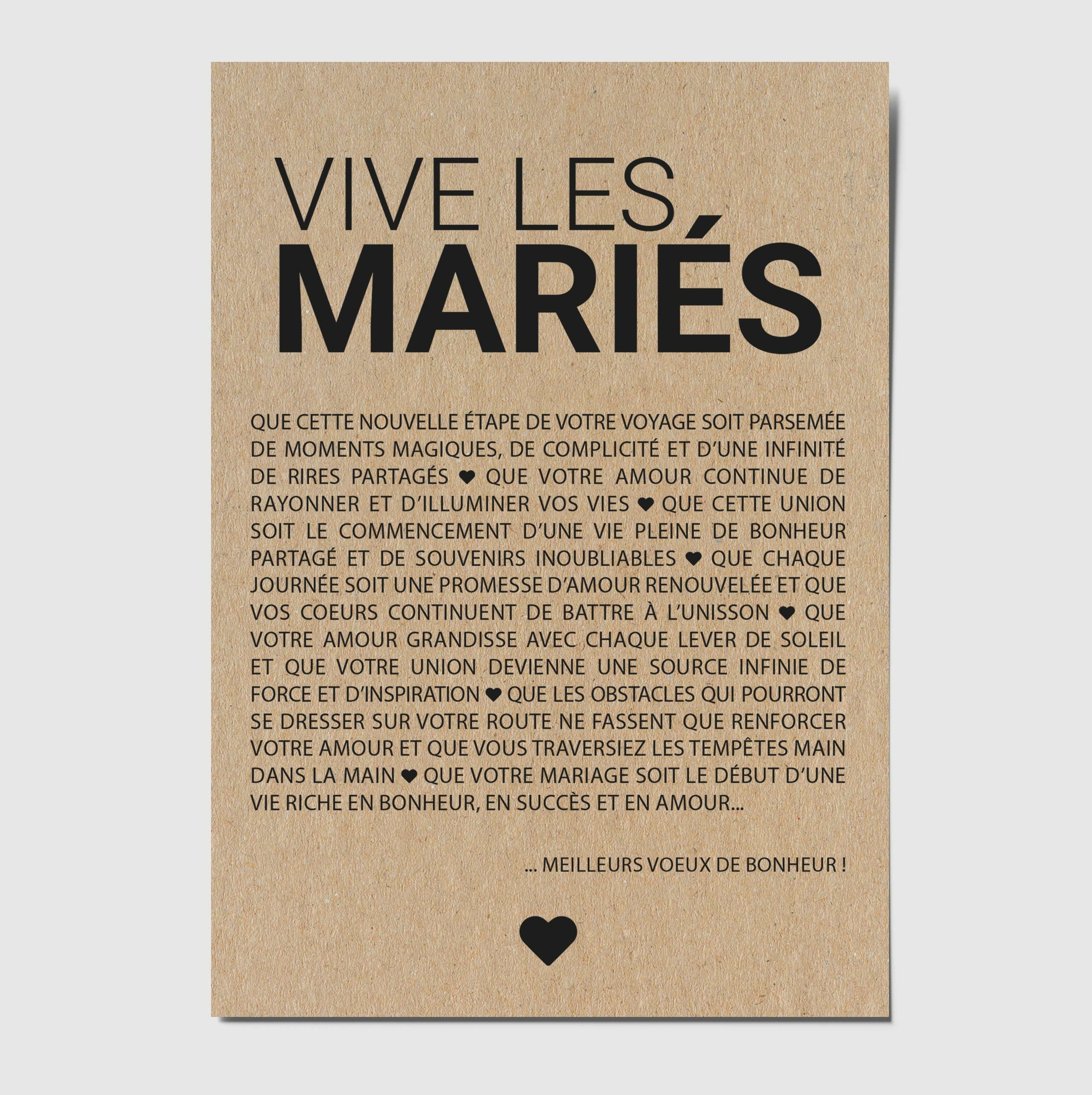 Carte de Félicitations Vive les mariés